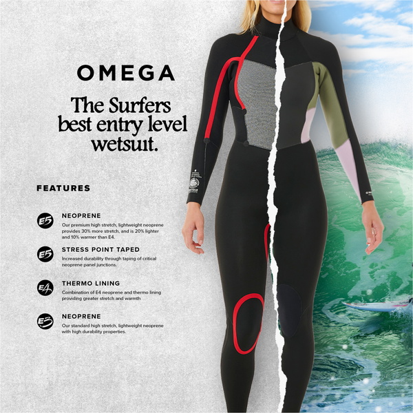 2025 Rip Curl Womens Omega 4/3mm Back Zip Wetsuit 156WFS - Khaki